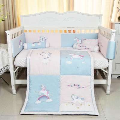 Super Cute Soft Cotton Crib Bumper Baby Girl Bedding Set