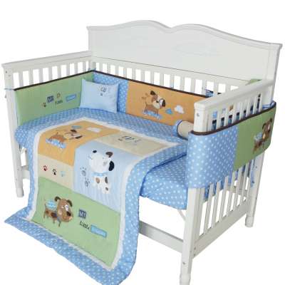 Cute Dog Full Cotton Comfortable 3 Piece Baby Bedding Set